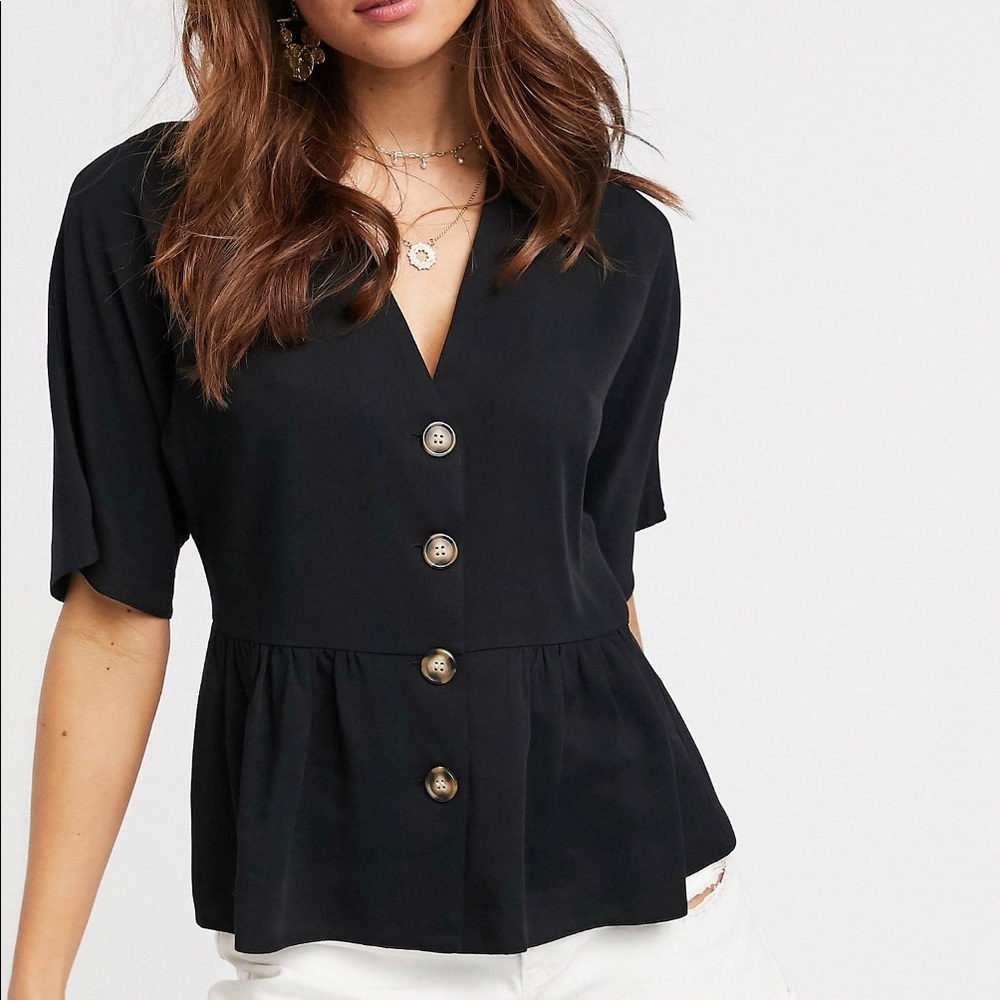 ASOS DESIGN boxy top with contrast buttons